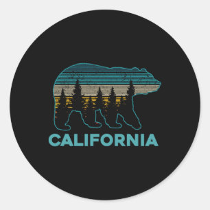 California Bear Vintage Retro Nature Hiking Souven Classic Round Sticker
