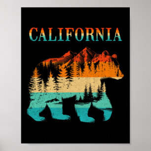 California Bear Vintage Retro Nature Hiking Souven Poster