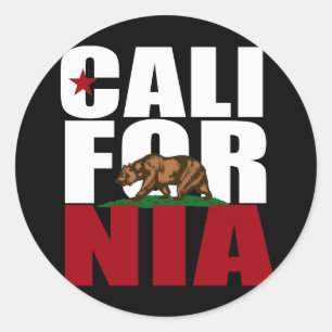 CALIFORNIA BEAR WHITE -.png Classic Round Sticker