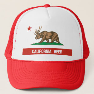California Beer Bear Deer State Flag Trucker Hat