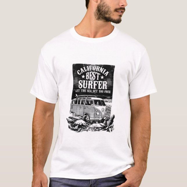 California Best Surfer Retro Van Graphic Tee (Front)