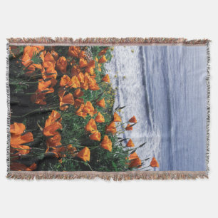 California, Big Sur Coast, California Poppy Throw Blanket