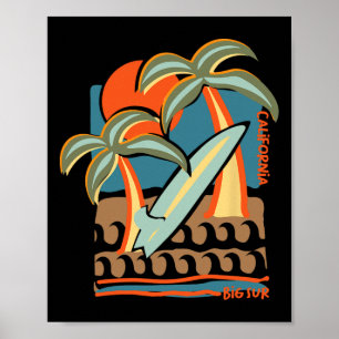 California Big Sur Pacific Coast Surfing Beach Vac Poster