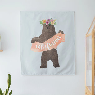 California Boho Bear Tapestry
