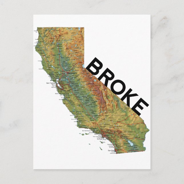 California - Broke Postcard (Front)