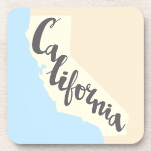 California Brush Lettering With Silhouette Map Coaster