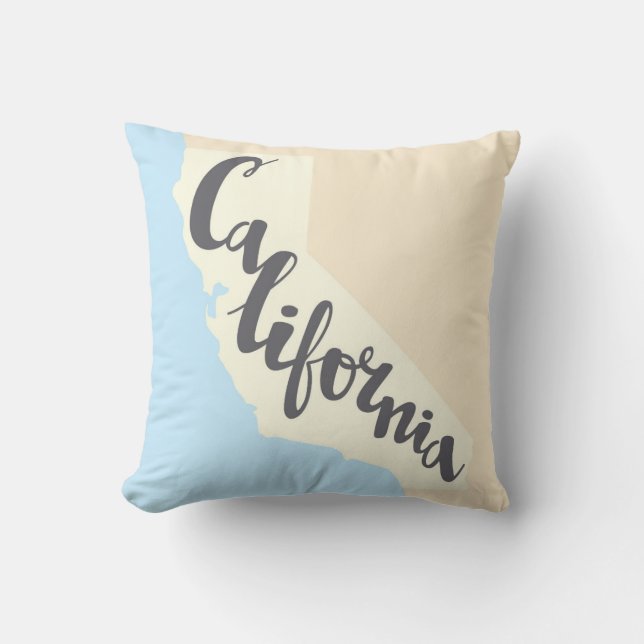 California Brush Lettering With Silhouette Map Cushion (Front)