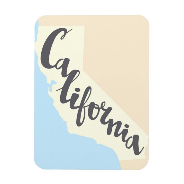 California Brush Lettering With Silhouette Map Magnet (Vertical)