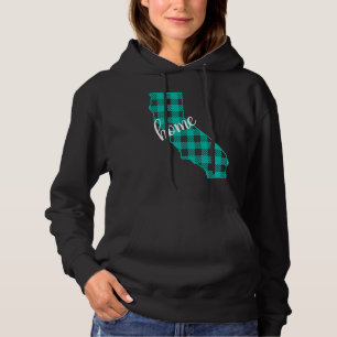 California Buffalo Plaid Home State Country Teal W Hoodie
