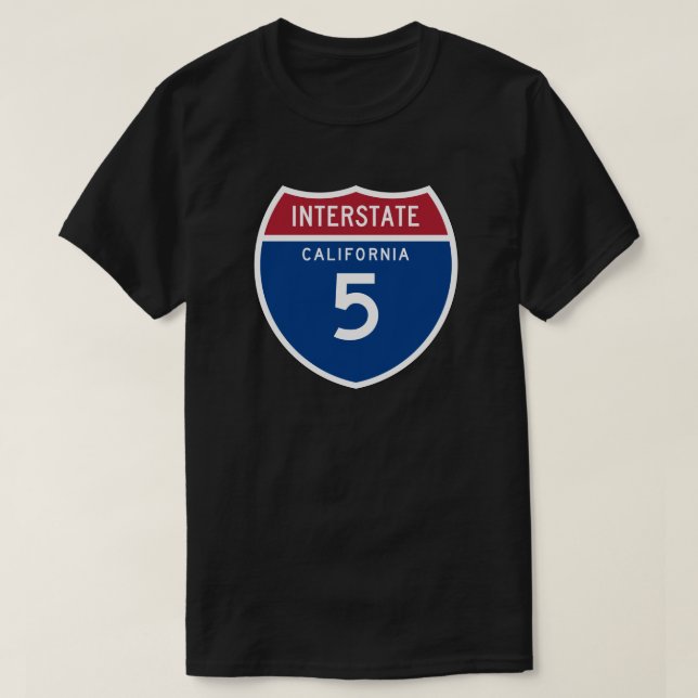 California CA I-5 Interstate Highway Shield - T-Shirt (Design Front)
