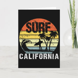 California Ca Retro Vintage Skyline Surf Surfing D Card