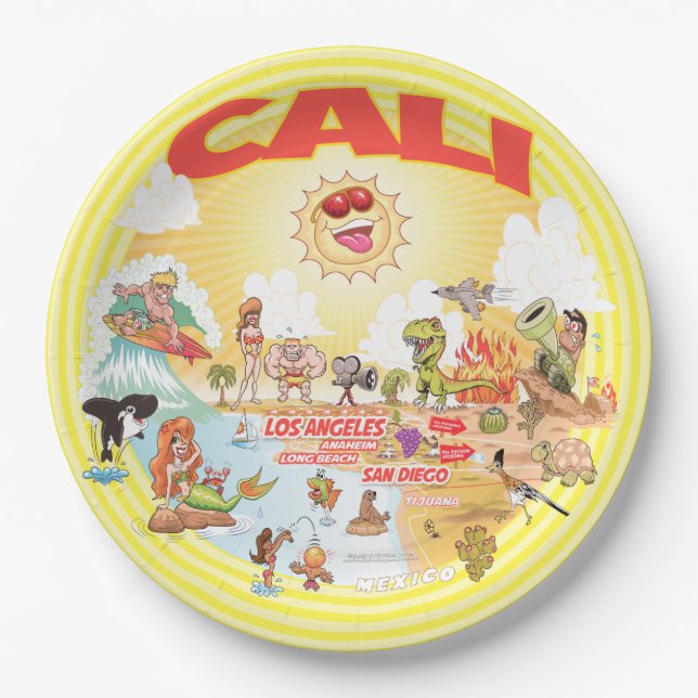 California CALI Beach Paradise Paper Plate (Front)
