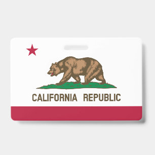 California Cali Republic Bear Flag, US States Badg ID Badge