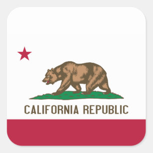California Cali Republic Bear Flag, US States Squa Square Sticker