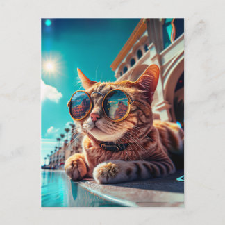 California Cat Wearing Sunglasses Postcard