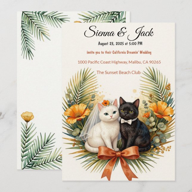 California Cat Wedding Invitation (Front/Back)