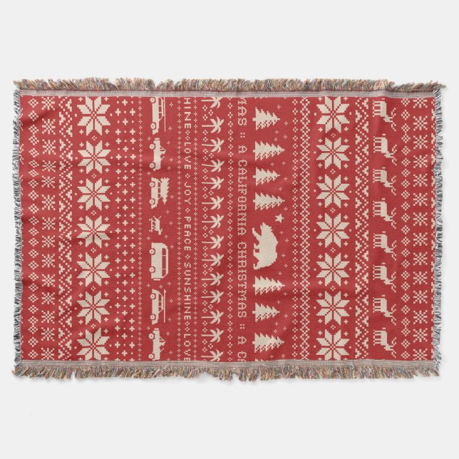 California Christmas Cute Holiday Xmas Pattern Throw Blanket (Front)