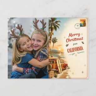 California Christmas Family Photo Holiday Postcard