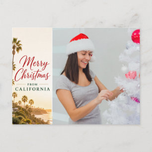 California Christmas Family Photo Postcard