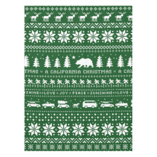 California Christmas Holiday Pattern Festive Xmas Tablecloth