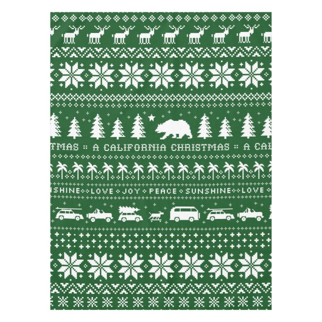 California Christmas Holiday Pattern Festive Xmas Tablecloth (Front)