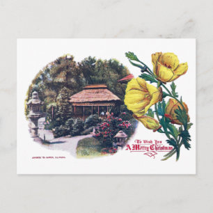 California Christmas in Japanese Tea Garden Holiday Postcard