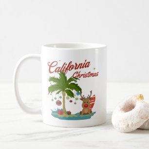 California Christmas Palm Tree and Reindeer Coffee Mug