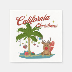 California Christmas Palm Tree and Reindeer Napkin