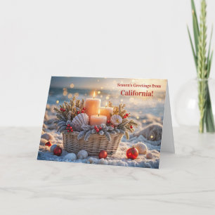 California Christmas Seasons Greetings Beach Card