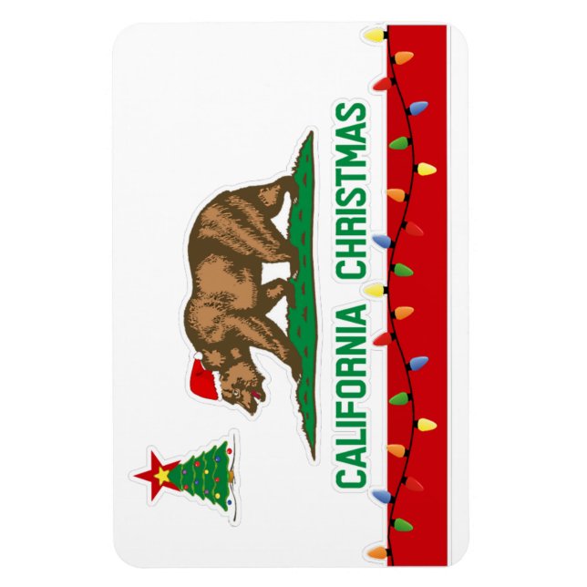 California Christmas State Flag Premium Magnet (Vertical)