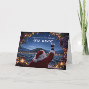 California Christmas Wine Country Region Santa Holiday Card