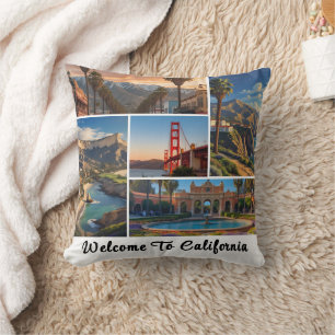 California City Landmarks Photo Collage Cushion