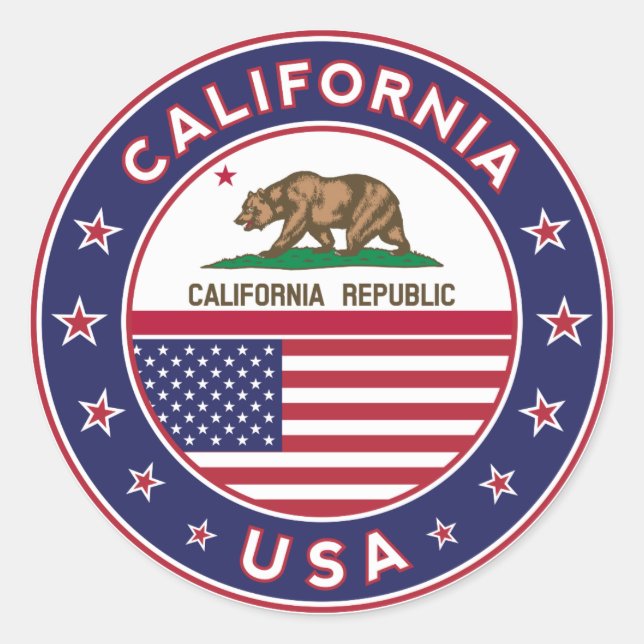 California Classic Round Sticker (Front)
