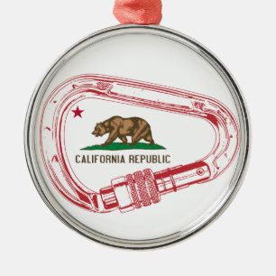 California Climbing Carabiner Metal Ornament