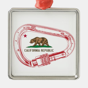California Climbing Carabiner Metal Ornament