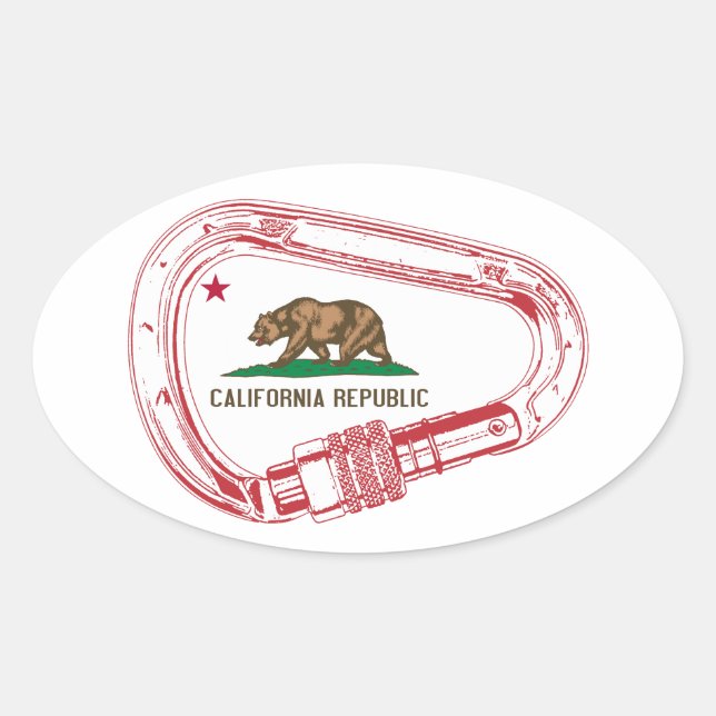 California Climbing Carabiner Oval Sticker (Front)