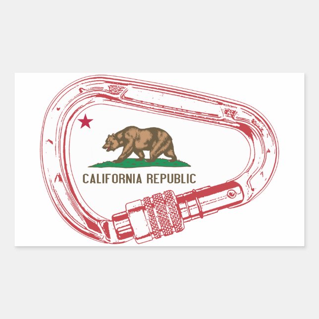 California Climbing Carabiner Rectangular Sticker (Front)
