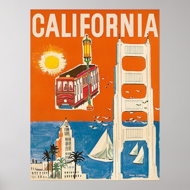 California coast, tourist attractions, vintage poster (Front)