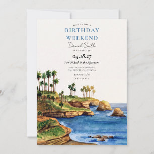 California Coastal Birthday Itinerary Invitation