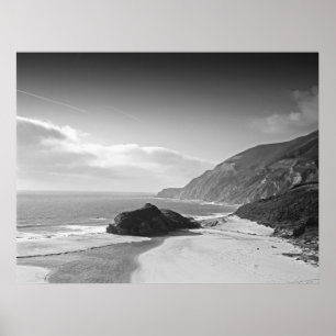 California Coastline black & white photo Poster
