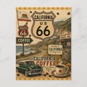 California Coffee Classic Car Greetings Postcard
