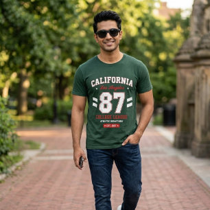 California College League Athletic Green White 87 T-Shirt