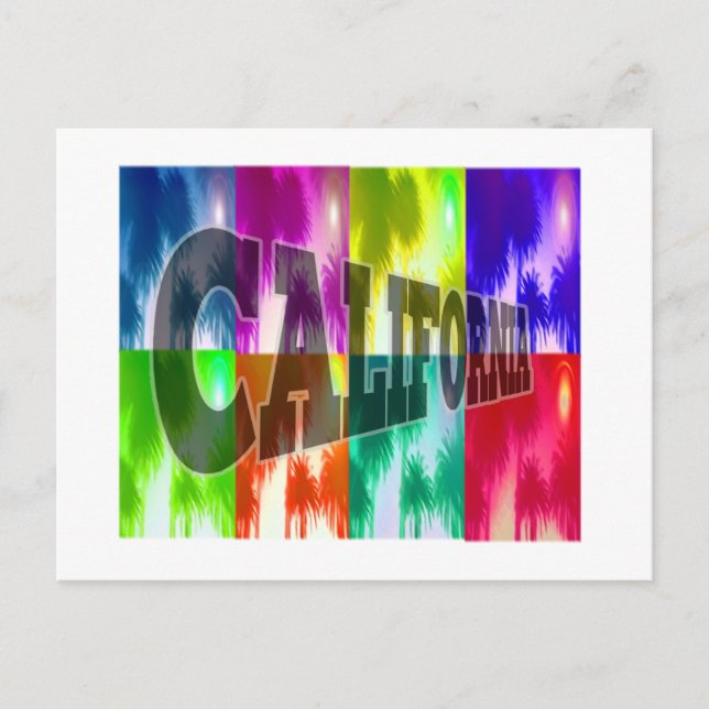 "California" Colourful Palms Postcard (Front)