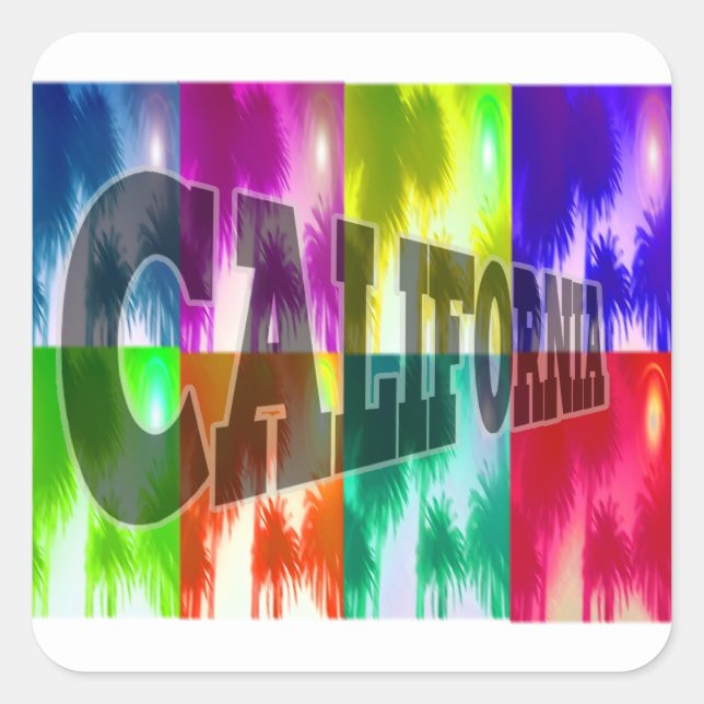 "California" Colourful Palms Sticker (Front)