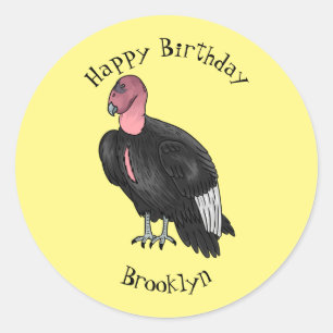California condor bird cartoon illustration classic round sticker
