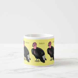 California condor bird cartoon illustration espresso cup