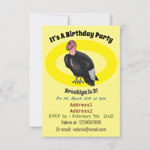 California condor bird cartoon illustration  invitation