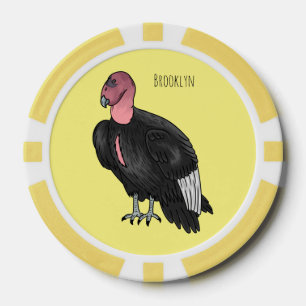 California condor bird cartoon illustration poker chips