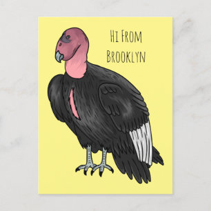 California condor bird cartoon illustration postcard