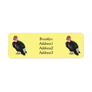 California condor bird cartoon illustration  return address label